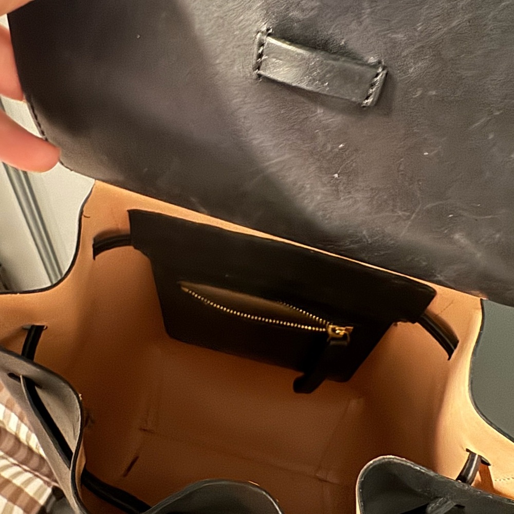 Classic Black Leather Drawstring Backpack - Women - image 6